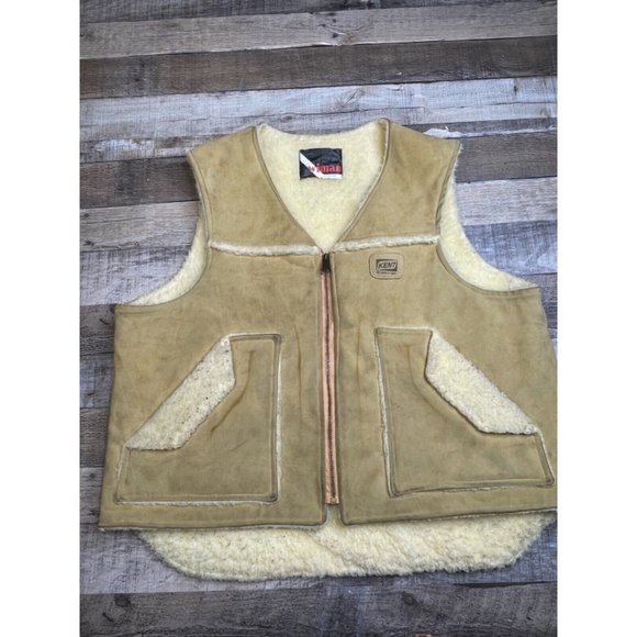 Wiman Men 46 Faux Suede Vest Sherpa Lined Beige Western Rancher Talon 80s - Picture 1 of 10